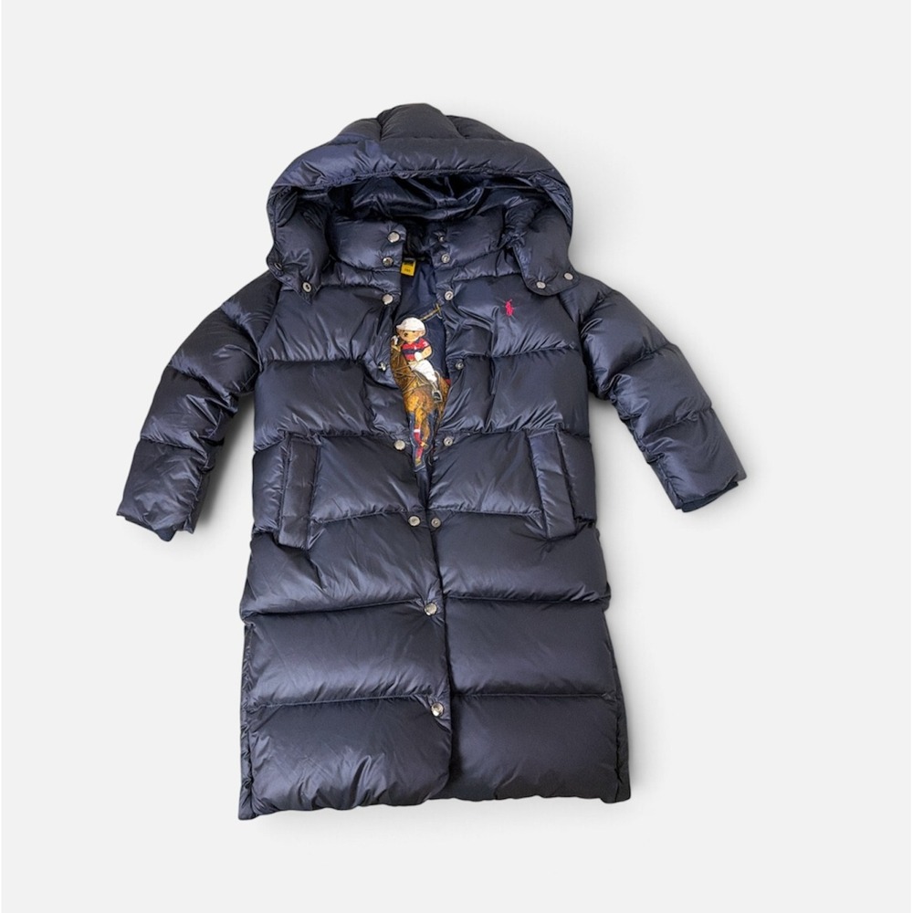 Polo Ralph Lauren Girl's Water-Repellent Long Down Jacket Navy Size 5 Puffer